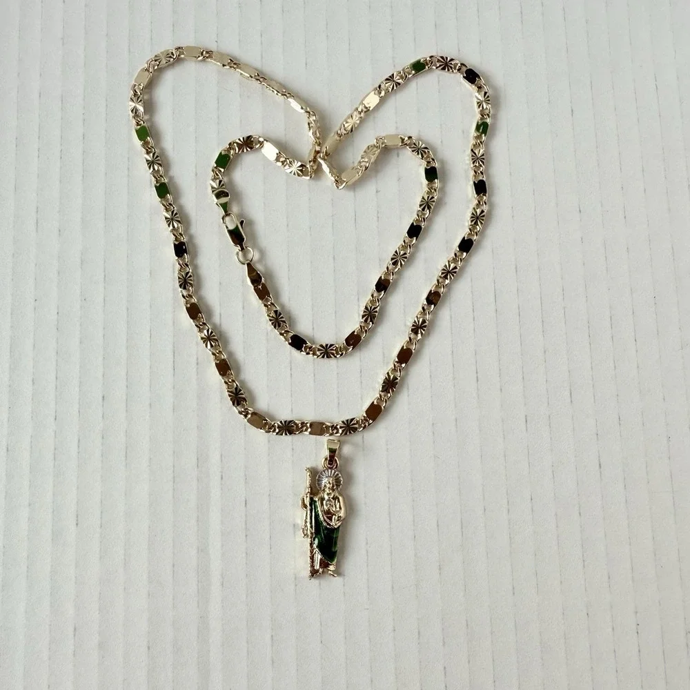 New Chain 24” with‎ St. Jude’s Tadeo laminated Gold charm
